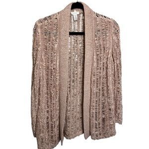 Chico's open knit petal pink feminine open front cardigan size 1 or US size Med